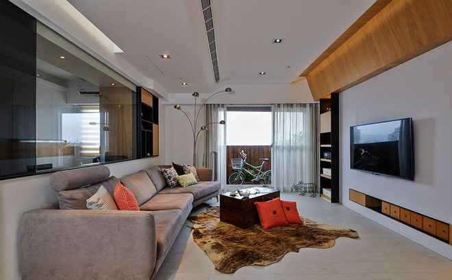 简约风格装修客厅示意图