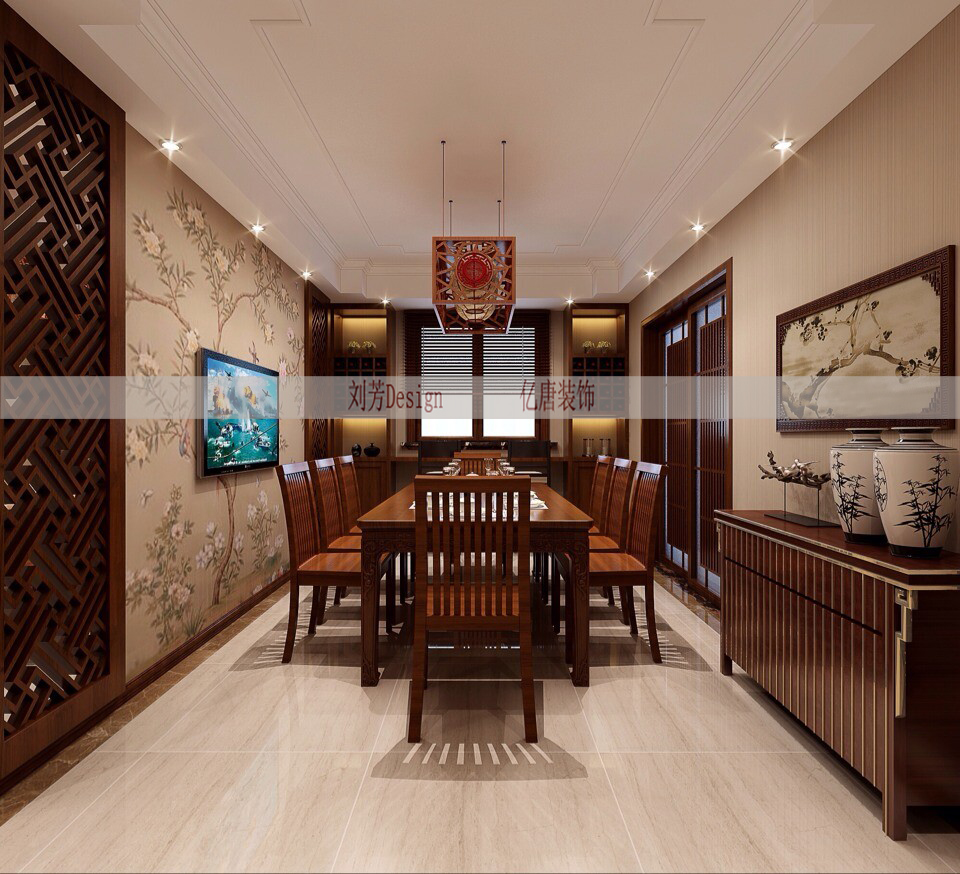 中式风格装修客厅示意图