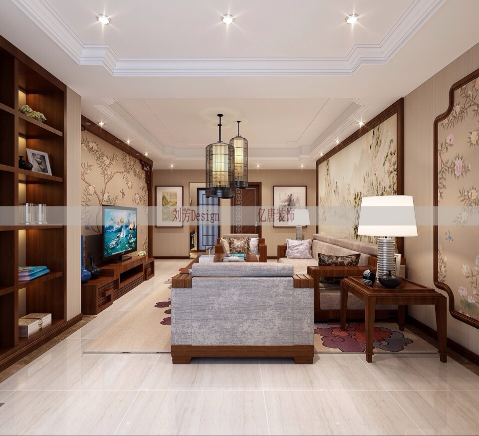 中式风格装修客厅示意图