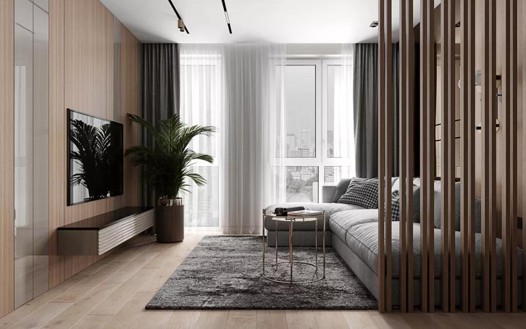 一厅三室，灰色+木色，高级